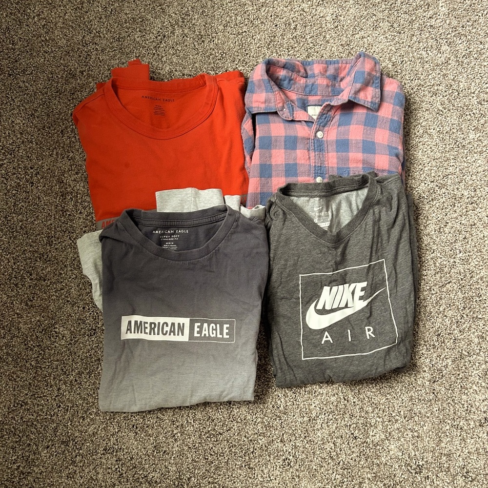 NIKE AND AMERICAN EAGLE MENS LONG SLEEVE SHIRTS.